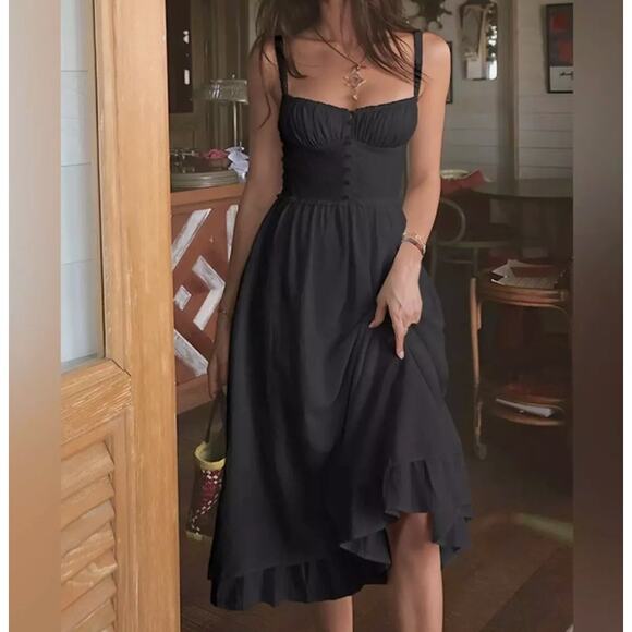 REVOLVE Dresses & Skirts - Revolve Commence Cottagecore Dress Women’s Medium Black Boho Peasant Fairygoth M